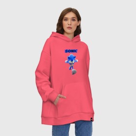 Худи SuperOversize хлопок с принтом SONIC в Кировске, 70% хлопок, 30% полиэстер, мягкий начес внутри | карман-кенгуру, эластичная резинка на манжетах и по нижней кромке, двухслойный капюшон
 | hedgehog. | sonic | sonic 2 | sonic 3 | соник | соник 3