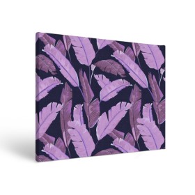 Холст прямоугольный с принтом Tropical leaves 4 purple в Кировске, 100% ПВХ |  | leaves | palms. тропические | tropical | листья | пальмы