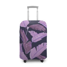 Чехол для чемодана 3D с принтом Tropical leaves 4 purple в Кировске, 86% полиэфир, 14% спандекс | двустороннее нанесение принта, прорези для ручек и колес | leaves | palms. тропические | tropical | листья | пальмы