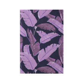 Обложка для паспорта матовая кожа с принтом Tropical leaves 4 purple в Кировске, натуральная матовая кожа | размер 19,3 х 13,7 см; прозрачные пластиковые крепления | Тематика изображения на принте: leaves | palms. тропические | tropical | листья | пальмы