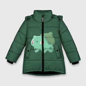 Зимняя куртка для девочек 3D с принтом Pokemon Bulbasaur в Кировске, ткань верха — 100% полиэстер; подклад — 100% полиэстер, утеплитель — 100% полиэстер. | длина ниже бедра, удлиненная спинка, воротник стойка и отстегивающийся капюшон. Есть боковые карманы с листочкой на кнопках, утяжки по низу изделия и внутренний карман на молнии. 

Предусмотрены светоотражающий принт на спинке, радужный светоотражающий элемент на пуллере молнии и на резинке для утяжки. | Тематика изображения на принте: pokemon | аниме | покемон | снорлакс