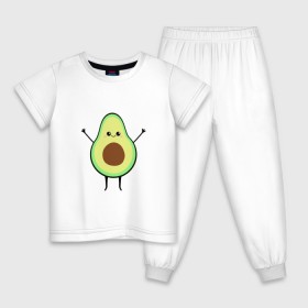 Детская пижама хлопок с принтом Милый авокадо в Кировске, 100% хлопок |  брюки и футболка прямого кроя, без карманов, на брюках мягкая резинка на поясе и по низу штанин
 | avocado | авокадо | еда | милый авокадо | прикольная картинка | фрукт