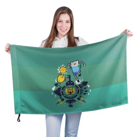 Флаг 3D с принтом Финн и Джейк в Кировске, 100% полиэстер | плотность ткани — 95 г/м2, размер — 67 х 109 см. Принт наносится с одной стороны | vdpartat | время приключений | финн и джейк
