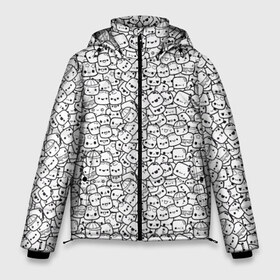 Мужская зимняя куртка 3D с принтом Зефирки (Oko) в Кировске, верх — 100% полиэстер; подкладка — 100% полиэстер; утеплитель — 100% полиэстер | длина ниже бедра, свободный силуэт Оверсайз. Есть воротник-стойка, отстегивающийся капюшон и ветрозащитная планка. 

Боковые карманы с листочкой на кнопках и внутренний карман на молнии. | Тематика изображения на принте: marshmello | oko | аниме | граффити | дудлы | зефир | зефирки | имоджи | имодзи | коллаж | малютки | мармеладки | маршмеллоу | маршмело | много | око | приколы | рисунки | рожеца | смайлики