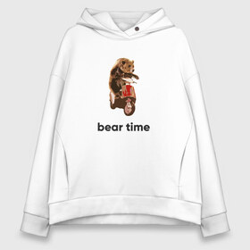 Женское худи Oversize хлопок с принтом Bear time в Кировске, френч-терри — 70% хлопок, 30% полиэстер. Мягкий теплый начес внутри —100% хлопок | боковые карманы, эластичные манжеты и нижняя кромка, капюшон на магнитной кнопке | bear | bear time | bike | moto | motorbike | motorcycle | scooter | медведь | миша | мишка | мопед | мото | мотоцикл