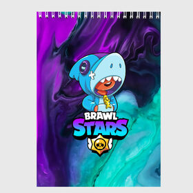 Скетчбук с принтом BRAWL STARS LEON SHARK в Кировске, 100% бумага
 | 48 листов, плотность листов — 100 г/м2, плотность картонной обложки — 250 г/м2. Листы скреплены сверху удобной пружинной спиралью | 8 bit | 8 бит | bibi | brawl stars | crow | el brown | leon | leon shark | max | mr.p | sally leon | shark | stars | virus | werewolf | акула | биби | вирус | ворон | леон | оборотень | пингвин