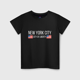 Детская футболка хлопок с принтом NEW YORK в Кировске, 100% хлопок | круглый вырез горловины, полуприлегающий силуэт, длина до линии бедер | Тематика изображения на принте: america | city | new | ny | of | states | united | usa | york | америка | американская | америки | йорк | нью | нью йорк | свобода | сша | туризм | туристическая | флаг | флаги