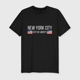 Мужская футболка хлопок Slim с принтом NEW YORK в Кировске, 92% хлопок, 8% лайкра | приталенный силуэт, круглый вырез ворота, длина до линии бедра, короткий рукав | america | city | new | ny | of | states | united | usa | york | америка | американская | америки | йорк | нью | нью йорк | свобода | сша | туризм | туристическая | флаг | флаги