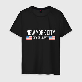 Мужская футболка хлопок с принтом NEW YORK в Кировске, 100% хлопок | прямой крой, круглый вырез горловины, длина до линии бедер, слегка спущенное плечо. | america | city | new | ny | of | states | united | usa | york | америка | американская | америки | йорк | нью | нью йорк | свобода | сша | туризм | туристическая | флаг | флаги