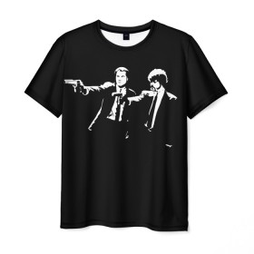 Мужская футболка 3D с принтом Криминальное чтиво в Кировске, 100% полиэфир | прямой крой, круглый вырез горловины, длина до линии бедер | кино | криминальное чтиво | сэмюэль | фильмы