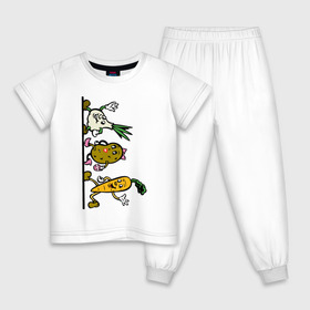 Детская пижама хлопок с принтом овощи в Кировске, 100% хлопок |  брюки и футболка прямого кроя, без карманов, на брюках мягкая резинка на поясе и по низу штанин
 | еда | картошка | корнеплоды | морковь | мультфильм | овощи | прикольные картинки | чеснок