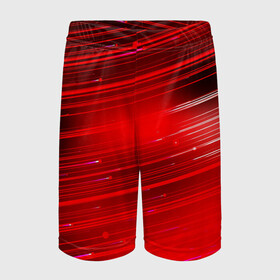 Детские спортивные шорты 3D с принтом Красный свет в Кировске,  100% полиэстер
 | пояс оформлен широкой мягкой резинкой, ткань тянется
 | красночерный | красный | полосы | свет | свечение | текстуры | черно красный | черный
