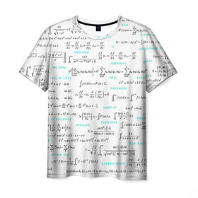 Мужская футболка 3D с принтом Математические формулы в Кировске, 100% полиэфир | прямой крой, круглый вырез горловины, длина до линии бедер | Тематика изображения на принте: алгебра | вычисления | геометрия | дроби | интегралы | матан | математика | студентам | формулы | школа | шпаргалка