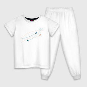 Детская пижама хлопок с принтом Flight track в Кировске, 100% хлопок |  брюки и футболка прямого кроя, без карманов, на брюках мягкая резинка на поясе и по низу штанин
 | авиация | пилот | самолет | стюардесса