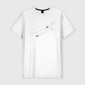 Мужская футболка премиум с принтом Flight track в Кировске, 92% хлопок, 8% лайкра | приталенный силуэт, круглый вырез ворота, длина до линии бедра, короткий рукав | авиация | пилот | самолет | стюардесса