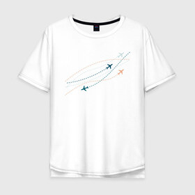 Мужская футболка хлопок Oversize с принтом Flight track в Кировске, 100% хлопок | свободный крой, круглый ворот, “спинка” длиннее передней части | авиация | пилот | самолет | стюардесса