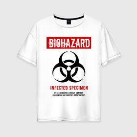 Женская футболка хлопок Oversize с принтом Biohazard в Кировске, 100% хлопок | свободный крой, круглый ворот, спущенный рукав, длина до линии бедер
 | 2019 ncov | biohazard | coronavirus | covid 19 | quarantine | болезнь | вирус | карантин | коронавирус | коронавирусная инфекция | эпидемия