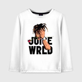 Детский лонгслив хлопок с принтом Juice WRLD в Кировске, 100% хлопок | круглый вырез горловины, полуприлегающий силуэт, длина до линии бедер | eminem | godzilla | juice wrld | rap | американский рэпер | годзила | зарубежный реп | маршалл брюс мэтерс | музыка | реп | рэпер | эминем