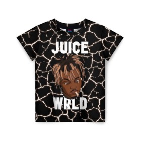 Детская футболка 3D с принтом Juice WRLD. в Кировске, 100% гипоаллергенный полиэфир | прямой крой, круглый вырез горловины, длина до линии бедер, чуть спущенное плечо, ткань немного тянется | eminem | godzilla | juice wrld | rap | американский рэпер | годзила | зарубежный реп | маршалл брюс мэтерс | музыка | реп | рэпер | эминем