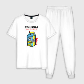 Мужская пижама хлопок с принтом Eminem Juice WRLD Godzilla в Кировске, 100% хлопок | брюки и футболка прямого кроя, без карманов, на брюках мягкая резинка на поясе и по низу штанин
 | 100 сок | eminem | godzilla | juice | juice wrld | logo | music | rap | альбом | годзилла | джус | джюс | лейбл | лирика | лирический | лого | логотип | рэп | сок | трубочка | эминем