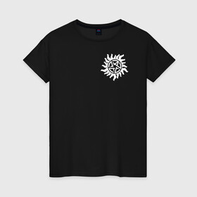 Женская футболка хлопок с принтом Supernatural Pentagram в Кировске, 100% хлопок | прямой крой, круглый вырез горловины, длина до линии бедер, слегка спущенное плечо | supernatural | vdzabma | сверхъестественное