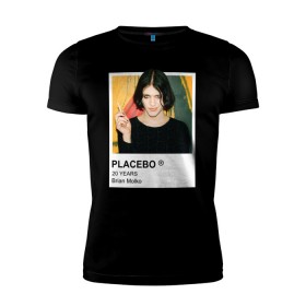 Мужская футболка премиум с принтом PLACEBO Brain Molko в Кировске, 92% хлопок, 8% лайкра | приталенный силуэт, круглый вырез ворота, длина до линии бедра, короткий рукав | placebo | wyin20 | альтернативный рок | рок | рок группа