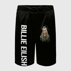 Детские спортивные шорты 3D с принтом BILLIE EILISH в Кировске,  100% полиэстер
 | пояс оформлен широкой мягкой резинкой, ткань тянется
 | Тематика изображения на принте: ayelish | bad guy | bellyache | bilie eilish | bilie elish | billie | billie eilish | eilish | electronic | elish | music | били айлиш | билли айлиш | эйлиш | элиш