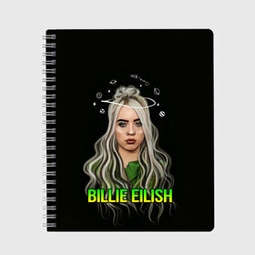 Тетрадь с принтом BILLIE EILISH в Кировске, 100% бумага | 48 листов, плотность листов — 60 г/м2, плотность картонной обложки — 250 г/м2. Листы скреплены сбоку удобной пружинной спиралью. Уголки страниц и обложки скругленные. Цвет линий — светло-серый
 | ayelish | bad guy | bellyache | bilie eilish | bilie elish | billie | billie eilish | eilish | electronic | elish | music | били айлиш | билли айлиш | эйлиш | элиш