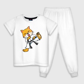 Детская пижама хлопок с принтом Каратэ Лис в Кировске, 100% хлопок |  брюки и футболка прямого кроя, без карманов, на брюках мягкая резинка на поясе и по низу штанин
 | fox | foxy | боевые искусства | карате | каратэ | кимоно | лис | лиса | лисичка | рисунок