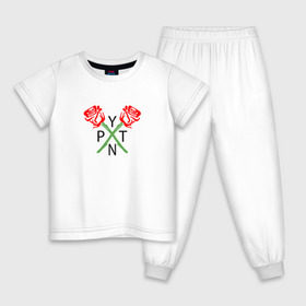 Детская пижама хлопок с принтом PAYTON MOORMEIER (НА СПИНЕ) в Кировске, 100% хлопок |  брюки и футболка прямого кроя, без карманов, на брюках мягкая резинка на поясе и по низу штанин
 | Тематика изображения на принте: flower | payton moormeier | roses | tiktok | блогер | пейтон | пейтон моормиер | розы | тикток | тиктокер | цветы | ютубер