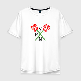 Мужская футболка хлопок Oversize с принтом PAYTON MOORMEIER (НА СПИНЕ) в Кировске, 100% хлопок | свободный крой, круглый ворот, “спинка” длиннее передней части | flower | payton moormeier | roses | tiktok | блогер | пейтон | пейтон моормиер | розы | тикток | тиктокер | цветы | ютубер