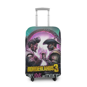 Чехол для чемодана 3D с принтом borderlands 3 в Кировске, 86% полиэфир, 14% спандекс | двустороннее нанесение принта, прорези для ручек и колес | addon | borderlands | borderlands 3 | fps | game | games | guns love and tentacles | борда | бордерлэндс | игра | игры | любовь | пушки | тентакли