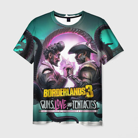 Мужская футболка 3D с принтом borderlands 3 в Кировске, 100% полиэфир | прямой крой, круглый вырез горловины, длина до линии бедер | Тематика изображения на принте: addon | borderlands | borderlands 3 | fps | game | games | guns love and tentacles | борда | бордерлэндс | игра | игры | любовь | пушки | тентакли