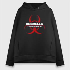 Женское худи Oversize хлопок с принтом Umbrella в Кировске, френч-терри — 70% хлопок, 30% полиэстер. Мягкий теплый начес внутри —100% хлопок | боковые карманы, эластичные манжеты и нижняя кромка, капюшон на магнитной кнопке | biohazard | corporation | nemesis | resident evil | umbrella | virus | амбрела | амбрелла | биологическая угроза | вирус | зонт | обитель зла | резидент ивл