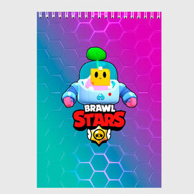 Скетчбук с принтом BRAWL STARS (SPROUT) [2] в Кировске, 100% бумага
 | 48 листов, плотность листов — 100 г/м2, плотность картонной обложки — 250 г/м2. Листы скреплены сверху удобной пружинной спиралью | Тематика изображения на принте: 8 bit | android | brawl | brawl stars | clash | clash royale | game | leon | royale | sprout | stars | андроид | игра | кольт | леон | мобильные игры | спраут