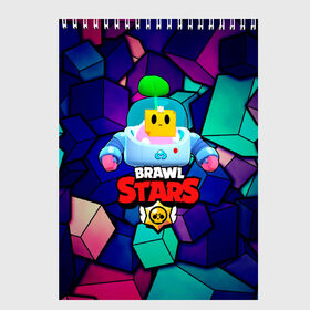 Скетчбук с принтом BRAWL STARS (SPROUT) [5] в Кировске, 100% бумага
 | 48 листов, плотность листов — 100 г/м2, плотность картонной обложки — 250 г/м2. Листы скреплены сверху удобной пружинной спиралью | Тематика изображения на принте: 8 bit | android | brawl | brawl stars | clash | clash royale | game | leon | royale | sprout | stars | андроид | игра | кольт | леон | мобильные игры | спраут