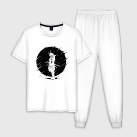 Мужская пижама хлопок с принтом SAMURAI в Кировске, 100% хлопок | брюки и футболка прямого кроя, без карманов, на брюках мягкая резинка на поясе и по низу штанин
 | 