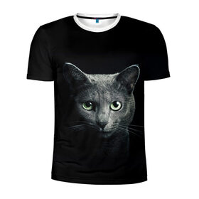 Мужская футболка 3D спортивная с принтом Кот в Кировске, 100% полиэстер с улучшенными характеристиками | приталенный силуэт, круглая горловина, широкие плечи, сужается к линии бедра | animal | animals | beast | black | cat | kitten | британец | британка | животное | животные | зверек | зверь | кот | котейка | котенок | котики | котэ | кошка | кошки | черная