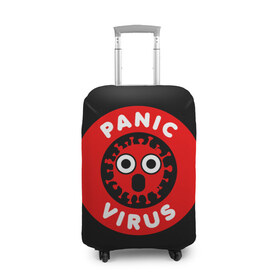 Чехол для чемодана 3D с принтом Panic Virus в Кировске, 86% полиэфир, 14% спандекс | двустороннее нанесение принта, прорези для ручек и колес | без паники | будь здоров | вирус паники | заражение | здоровье | коронавирус | короновирус | маска | медицинская маска | не болей | не паникуй | пандемия | профилактика | эпидемия