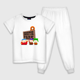 Детская пижама хлопок с принтом South Park в Кировске, 100% хлопок |  брюки и футболка прямого кроя, без карманов, на брюках мягкая резинка на поясе и по низу штанин
 | park | south | south park | картман | кени | они убили кени | парк | сволочи | южный | южный парк