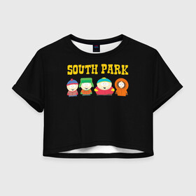 Женская футболка Crop-top 3D с принтом South Park. в Кировске, 100% полиэстер | круглая горловина, длина футболки до линии талии, рукава с отворотами | south park | американская культура | американский мультсериал | колорадо | пародия | саус парк | саут парк | черный юмор | четыре мальчика | шоу | южный парк