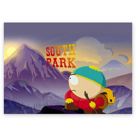 Поздравительная открытка с принтом South Park Картмен в Кировске, 100% бумага | плотность бумаги 280 г/м2, матовая, на обратной стороне линовка и место для марки
 | Тематика изображения на принте: south park | баттерс | кайл | картмен | кени | кеннет | кенни | мультик | саус парк | стэнли | эрик | южный парк