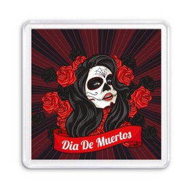 Магнит 55*55 с принтом Dia de Muertos в Кировске, Пластик | Размер: 65*65 мм; Размер печати: 55*55 мм | Тематика изображения на принте: 