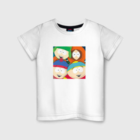Детская футболка хлопок с принтом South Park в Кировске, 100% хлопок | круглый вырез горловины, полуприлегающий силуэт, длина до линии бедер | park | south | south park | картман | кени | они убили кени | парк | сволочи | южный | южный парк
