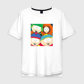Мужская футболка хлопок Oversize с принтом South Park в Кировске, 100% хлопок | свободный крой, круглый ворот, “спинка” длиннее передней части | park | south | south park | картман | кени | они убили кени | парк | сволочи | южный | южный парк