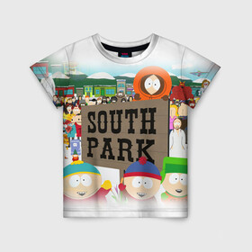 Детская футболка 3D с принтом ЮЖНЫЙ ПАРК в Кировске, 100% гипоаллергенный полиэфир | прямой крой, круглый вырез горловины, длина до линии бедер, чуть спущенное плечо, ткань немного тянется | kenny | south park | кенни | мультфильмы | саус парк | южный парк