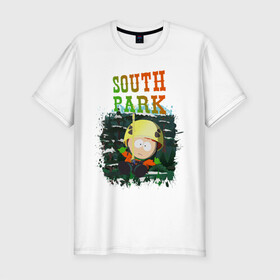 Мужская футболка хлопок Slim с принтом South Park в Кировске, 92% хлопок, 8% лайкра | приталенный силуэт, круглый вырез ворота, длина до линии бедра, короткий рукав | south park | баттерс | кайл | картман | картмен | кени | кеннет | кенни | мультик | саус парк | стэнли | эрик | южный парк
