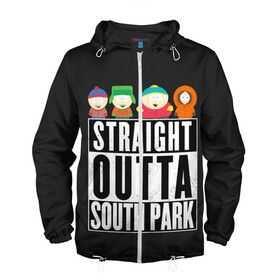 Мужская ветровка 3D с принтом South Park в Кировске, 100% полиэстер | подол и капюшон оформлены резинкой с фиксаторами, два кармана без застежек по бокам, один потайной карман на груди | cartman | kenny | park | south | southpark | картман | кенни | мульт | мультик | парк | персонаж | персонажи | сериал | южный