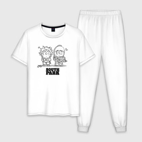 Мужская пижама хлопок с принтом South Park в Кировске, 100% хлопок | брюки и футболка прямого кроя, без карманов, на брюках мягкая резинка на поясе и по низу штанин
 | park | south | парк | сериал | фильм | южный