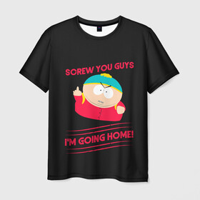 Мужская футболка 3D с принтом Cartman в Кировске, 100% полиэфир | прямой крой, круглый вырез горловины, длина до линии бедер | cartman | kenny | park | south | southpark | картман | кенни | мульт | мультик | парк | персонаж | персонажи | сериал | южный
